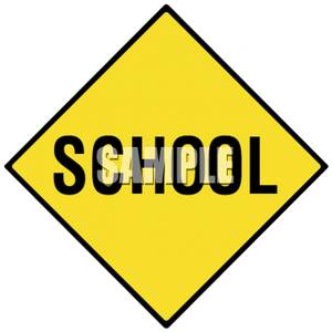 School Zone Caution Road Sign.