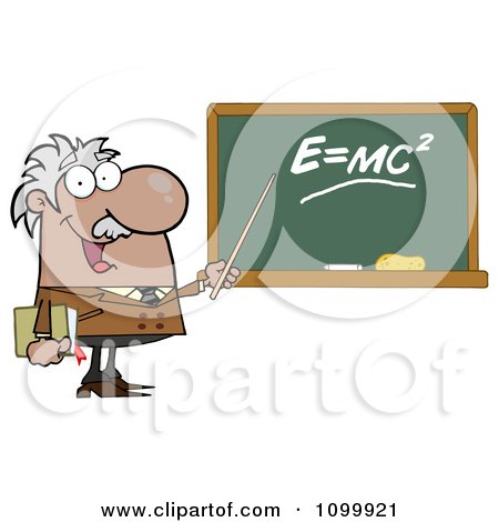 Clipart Happy Caucasian Science Professor Discussing Mass Energy.