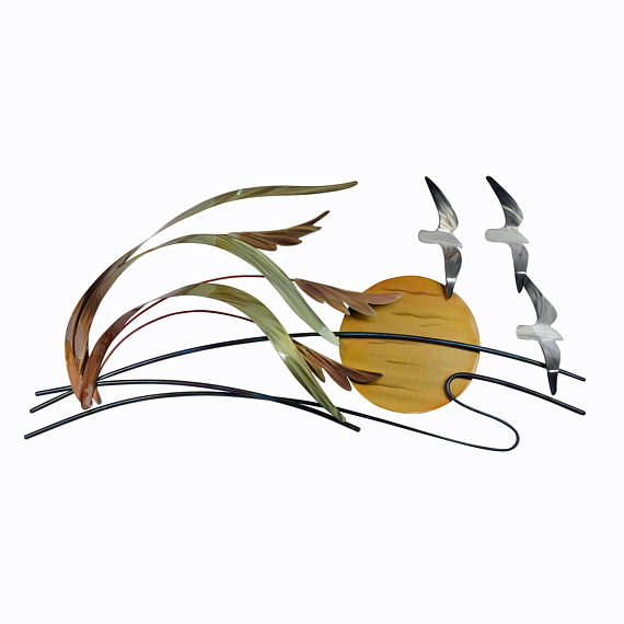 Sea Gulls and Sea Oats Metal Wall Art.