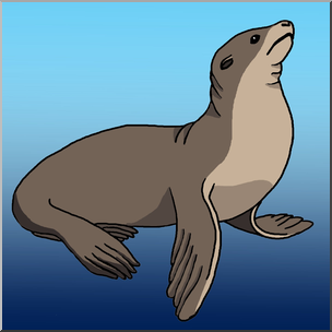 Clip Art: Sea lion Color I abcteach.com.