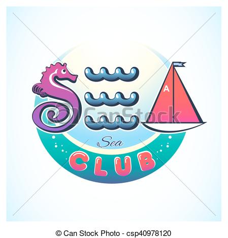 Vector Illustration of Sea Club Logo Circle.