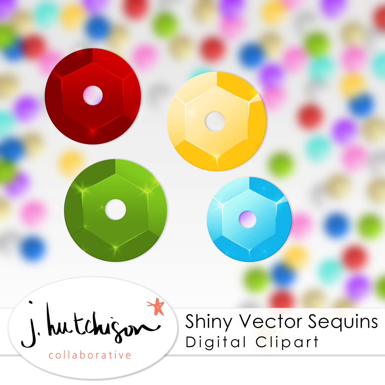 Commercial Use Instant Download Realistic Sequins Clipart.