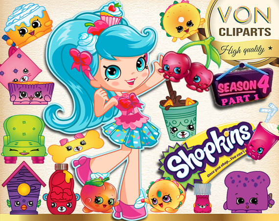 SALE! 42 Shopkins Season 4 Clipart PNG Shopkins Digital Graphic.