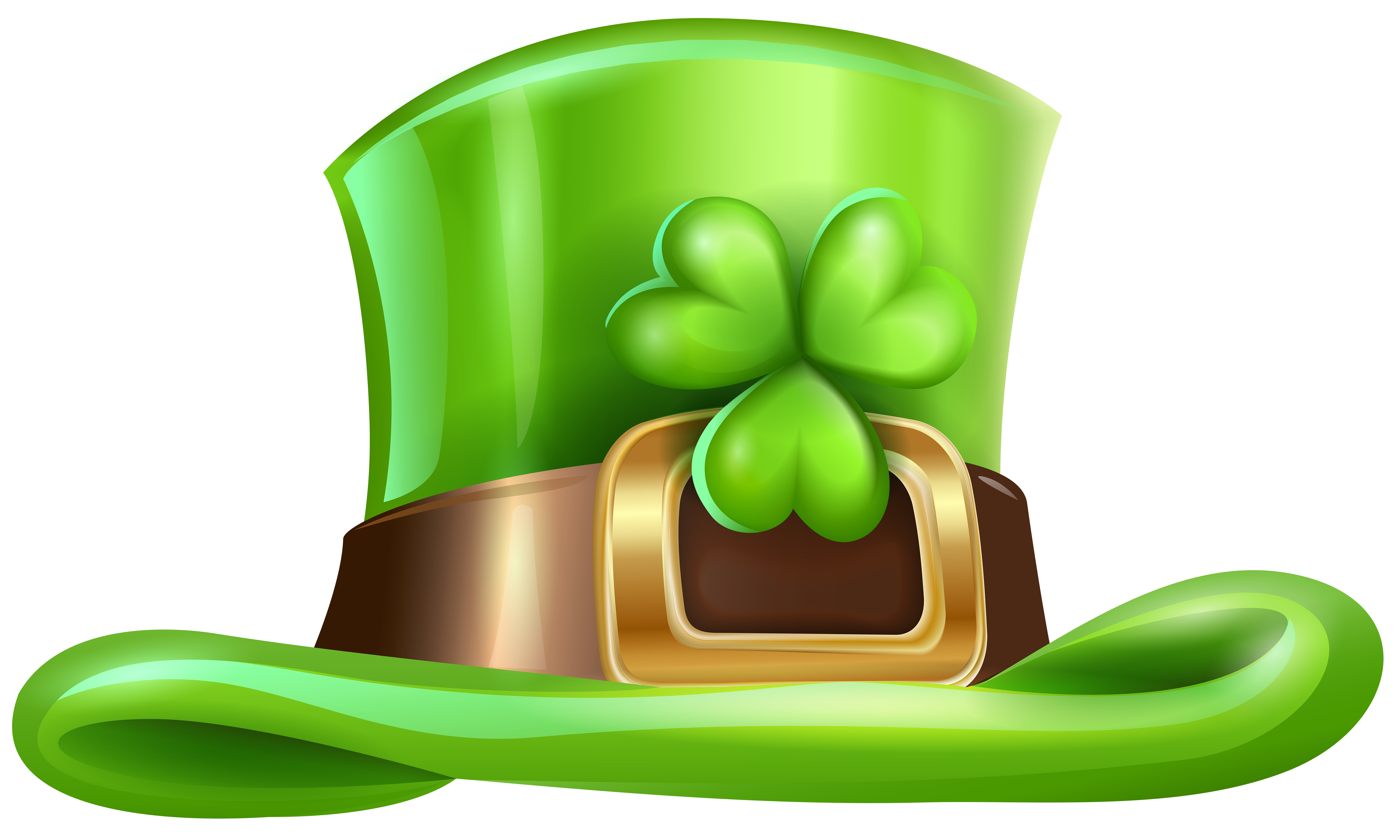 St Patricks Day Hat with Shamrock Transparent PNG Clip Art.