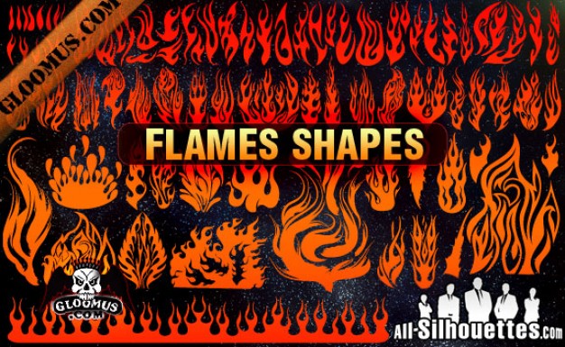 Vector Flame Shapes Silhouettes Vector.