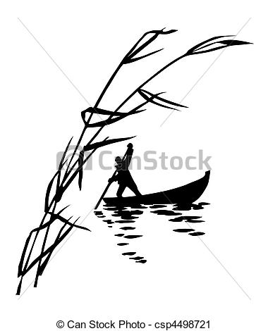 Vector Clip Art of illustration of the person in boat.