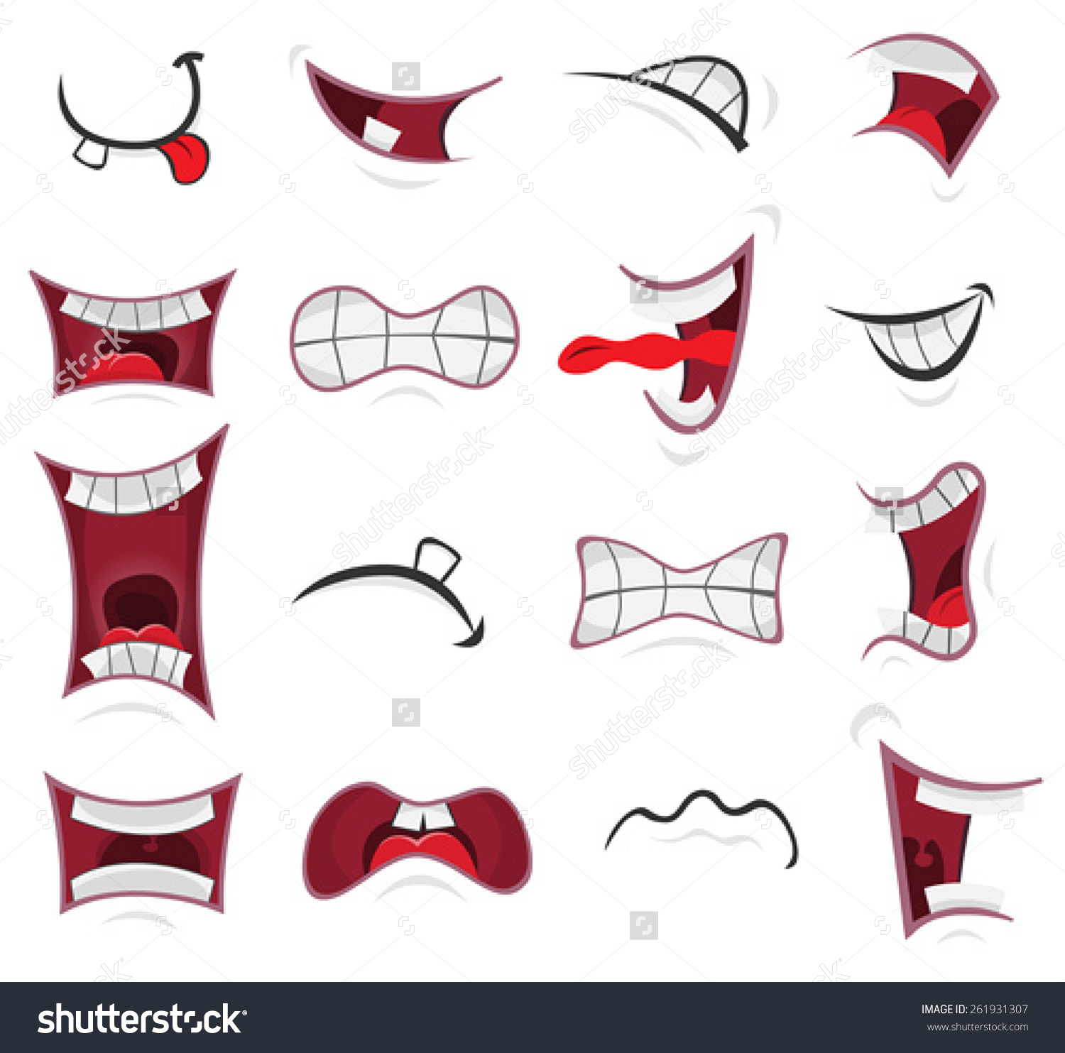 Comic Mouth Set Illustration Set Funny Stock Vector 261931307.