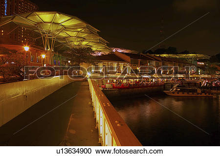 Stock Photography of Riverside Point restaurants and cafes along.