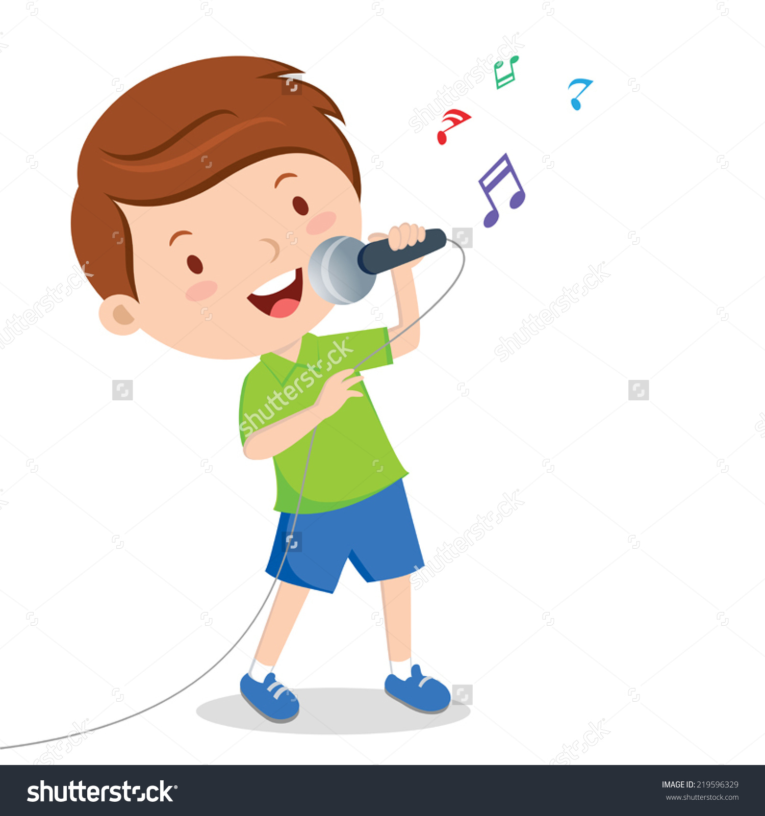 A boy singing clipart.