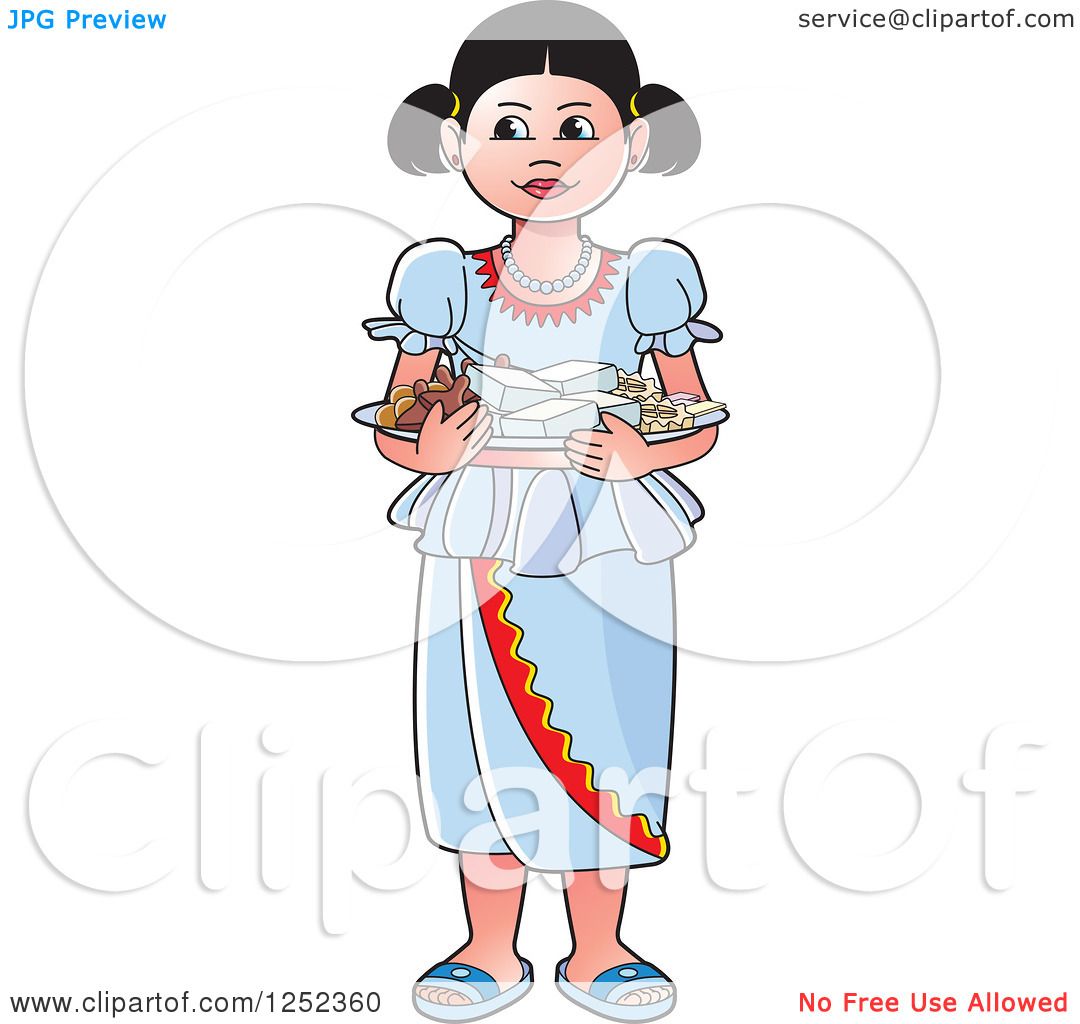 Clipart of a Girl with Sinhala Sweets.