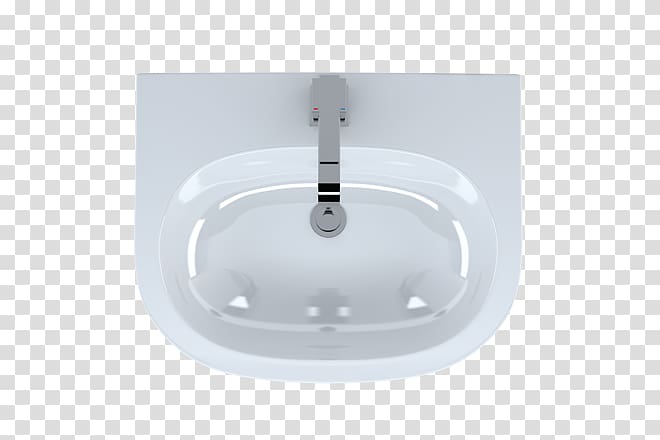 White lighting, Ceramic kitchen sink Glass Tap, Top View.