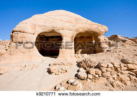 Stock Photography of stone cave home in Bab as.