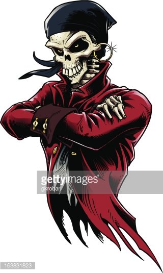 Skeleton Pirate Clipart Image.