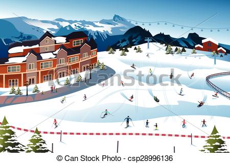 Vectors of Scene in a Ski Resort.