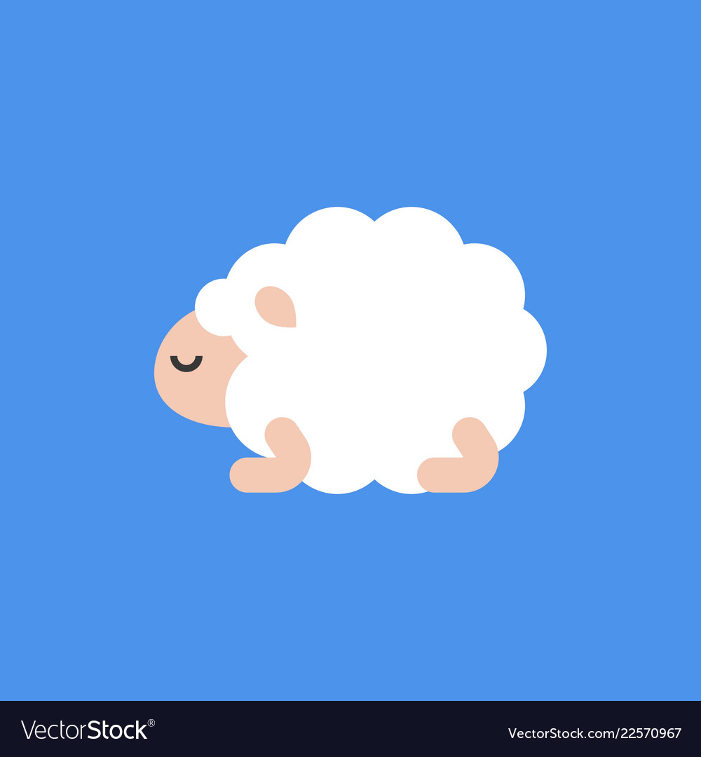 Cute cartoon sleeping sheep flat design.