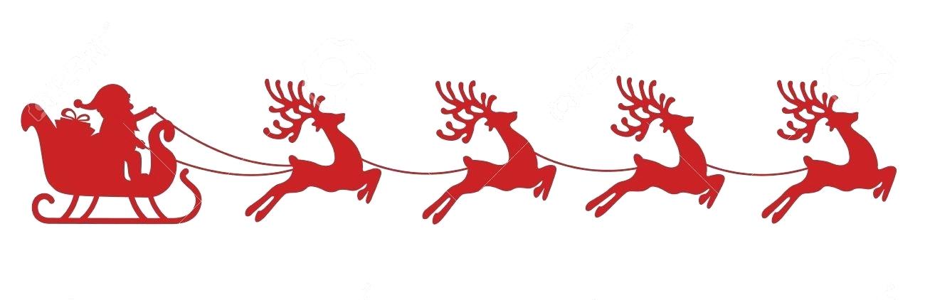 Santa Sleigh Sleigh Reindeer Red Silhouette Stock Vector.