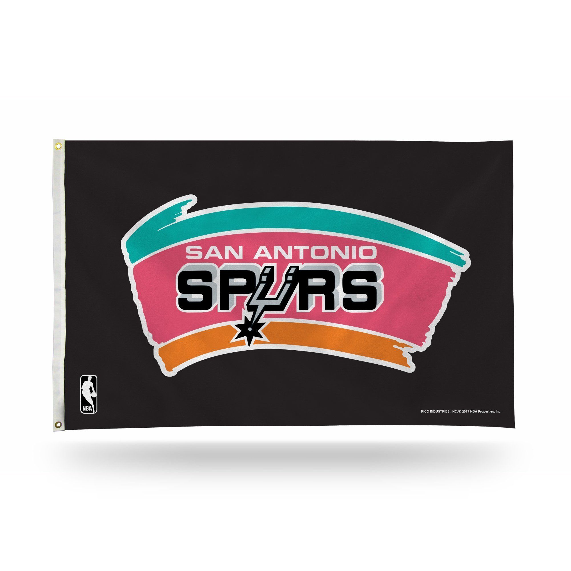 SAN ANTONIO SPURS RETRO BLACK BACKGROUND BANNER FLAG in 2019.