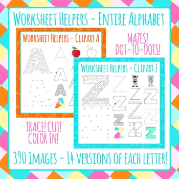 Alphabet Worksheet Helper Clip Art Bundle.