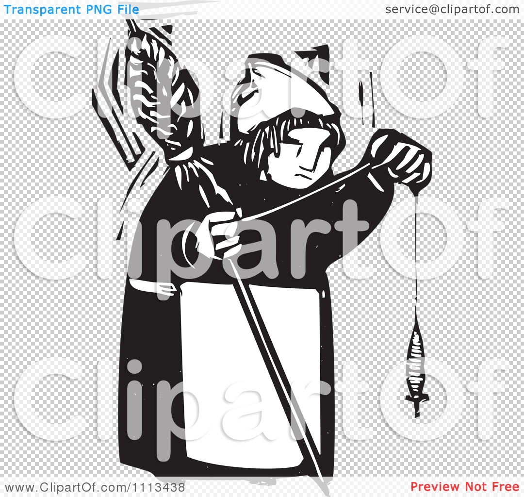 Clipart Woman Holding A Spindle Black And White Woodcut.