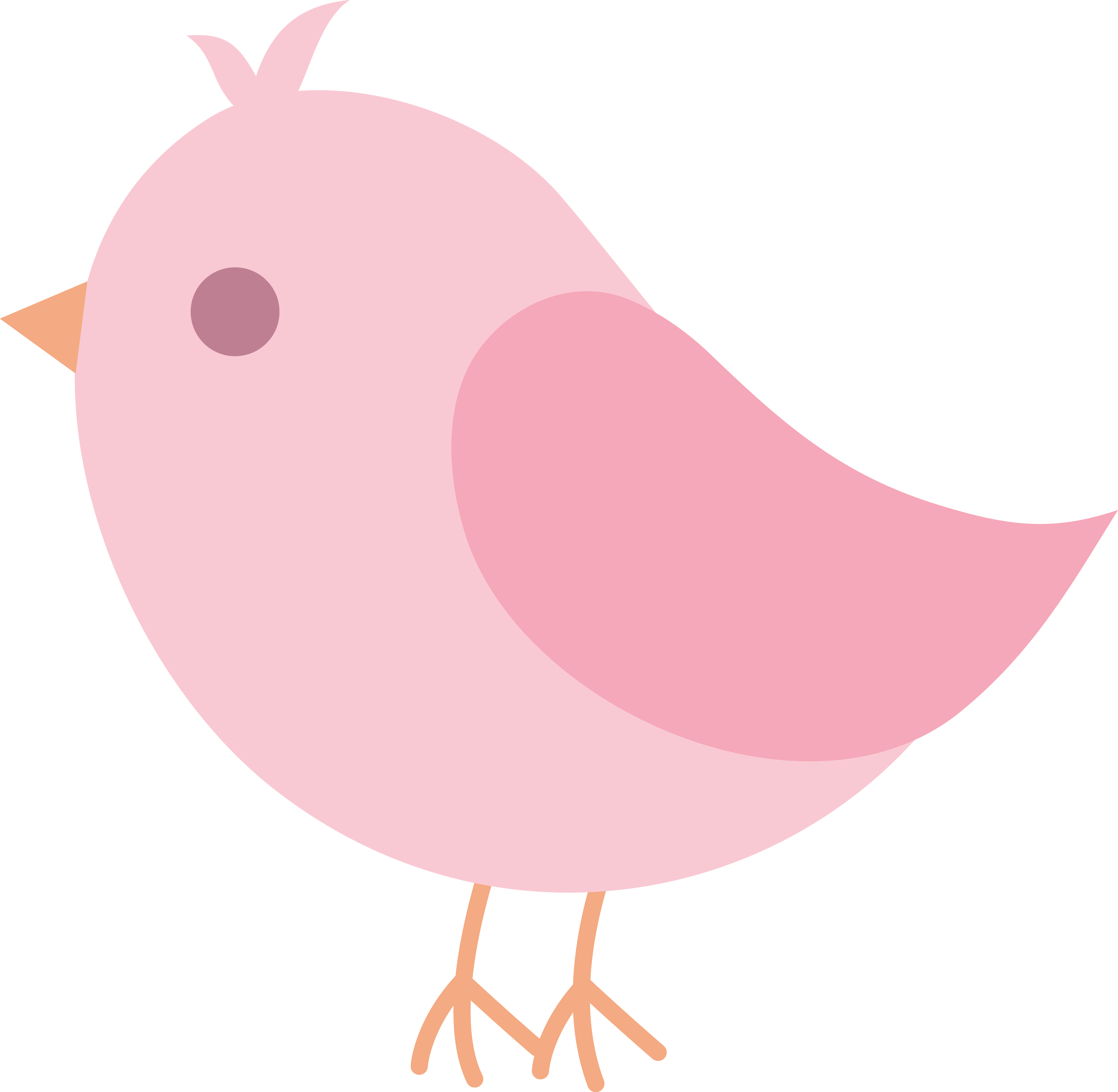 Cute Pink Bird Clip Art.