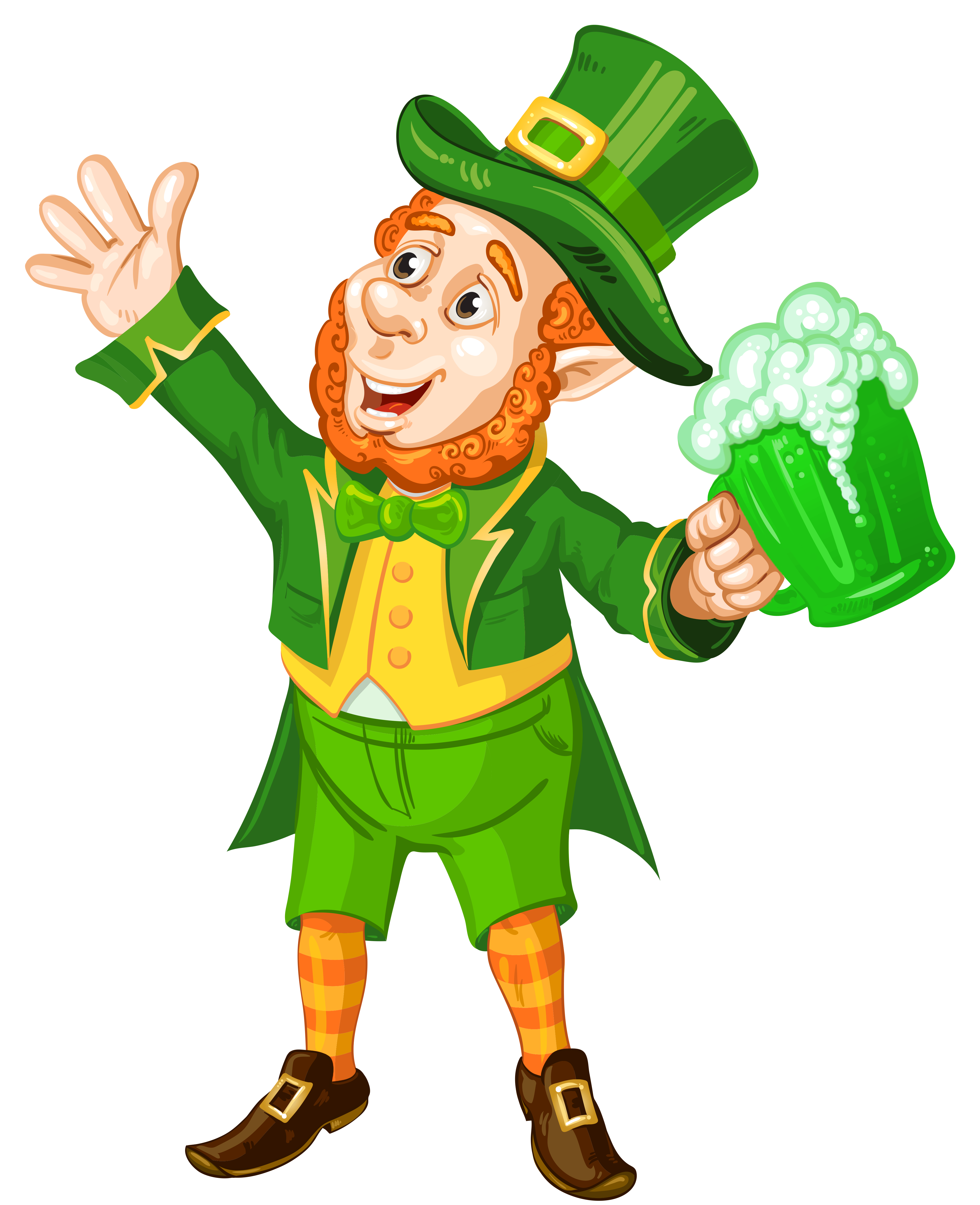 St Patrick Day Leprechaun with Green Beer Transparent PNG.