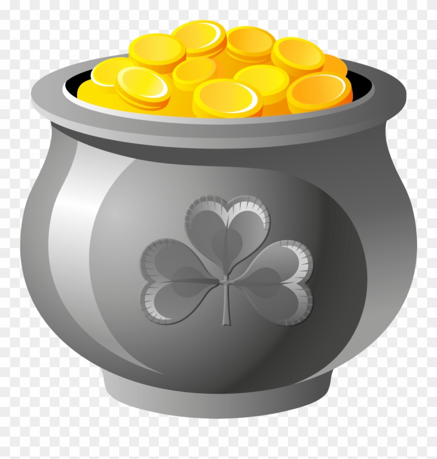 St Patrick Pot Of Gold With Coins Png Picture.