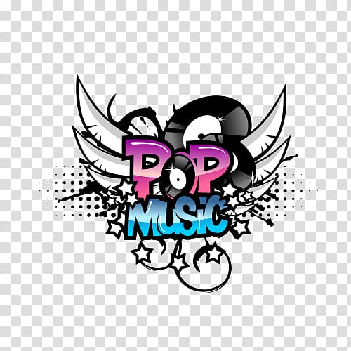 Stylish music logo transparent background PNG clipart.