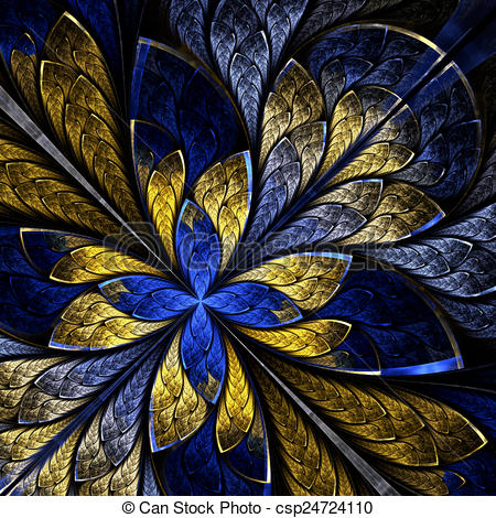 Clipart of Beautiful fractal as flower or butterfly in stained.