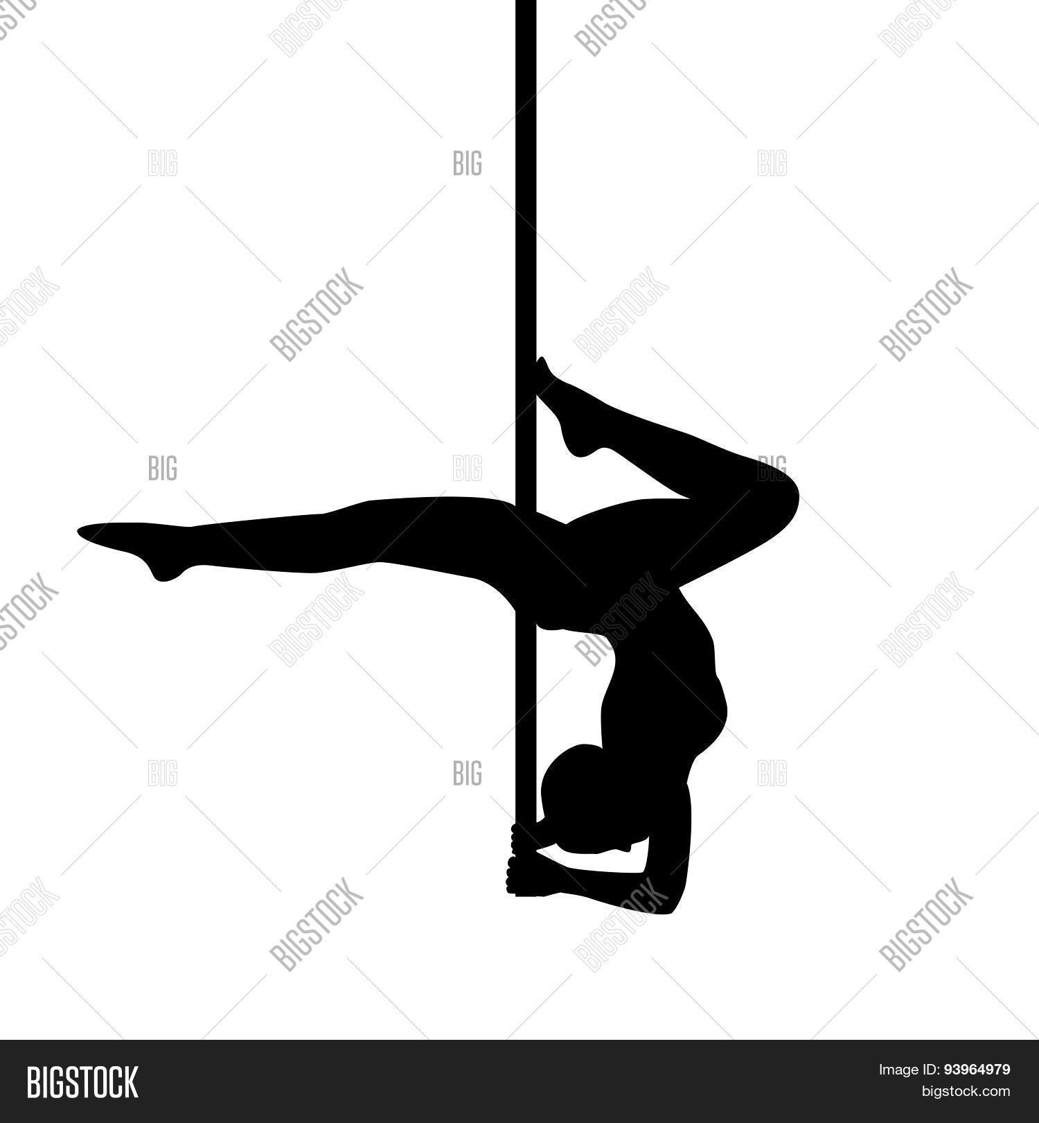 Pole Dancer In Pole Dance . Stand On The Elbows. Isolated On White.