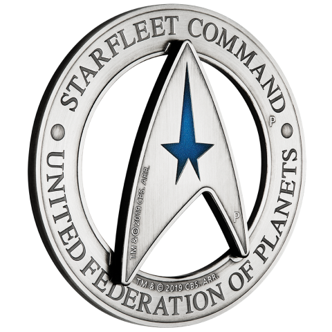 2019 3oz Tuvalu Star Trek Starfleet Command Emblem Holey Dollar & Delta  .9999 Silver Coin Set.