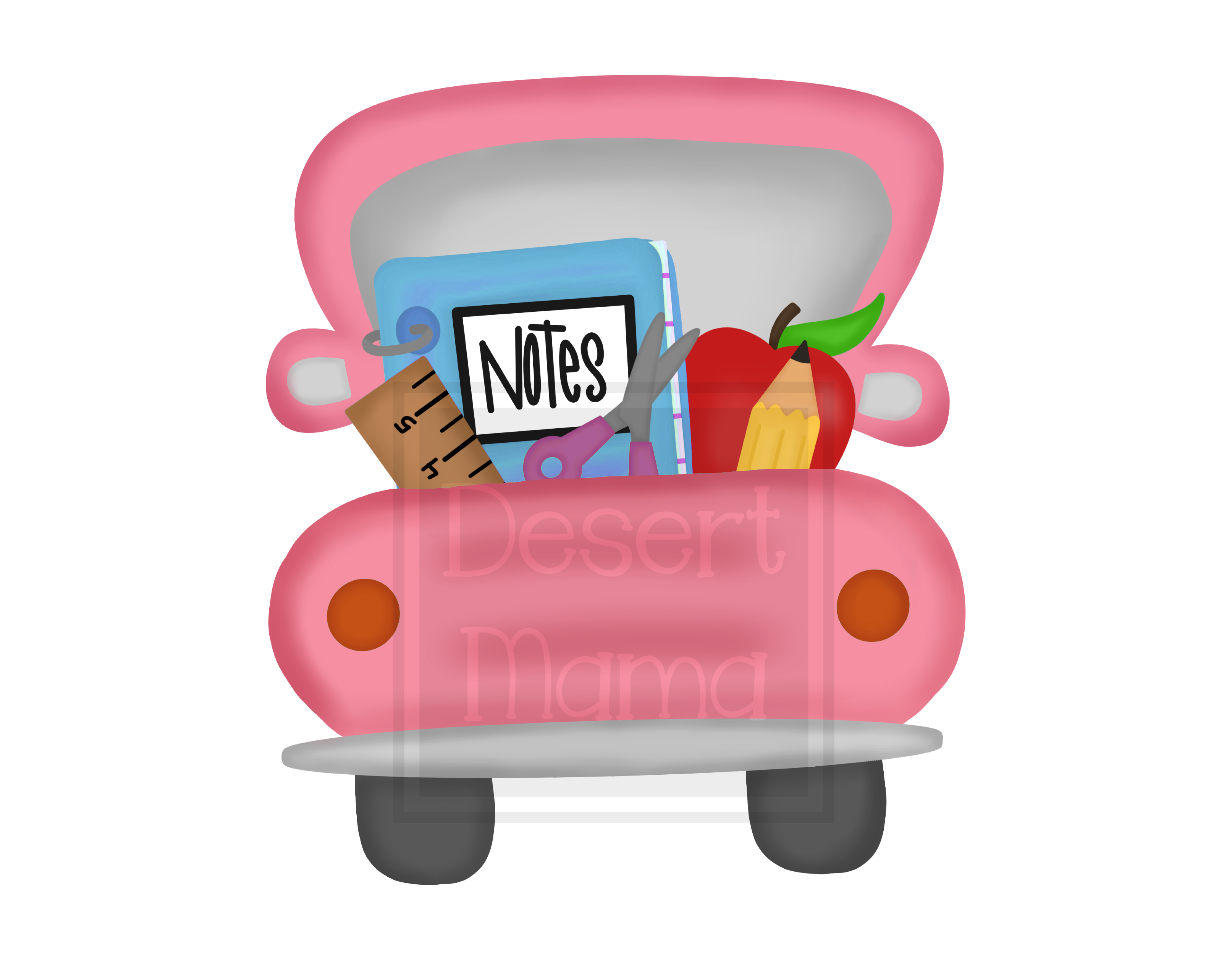 Back To School Truck Pink PNG, Sublimation design, digital.