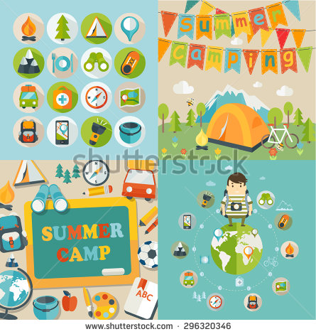 Summer Camp Poster Stock Vectors & Vector Clip Art.