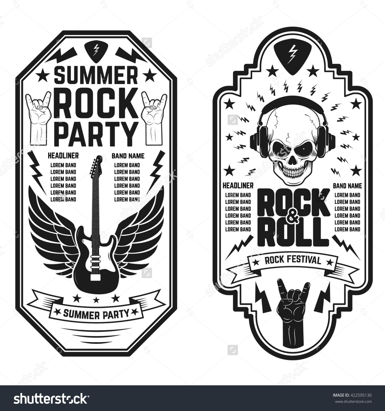 Rock And Roll Concert Flyer Templates. Summer Rock And Roll Party.