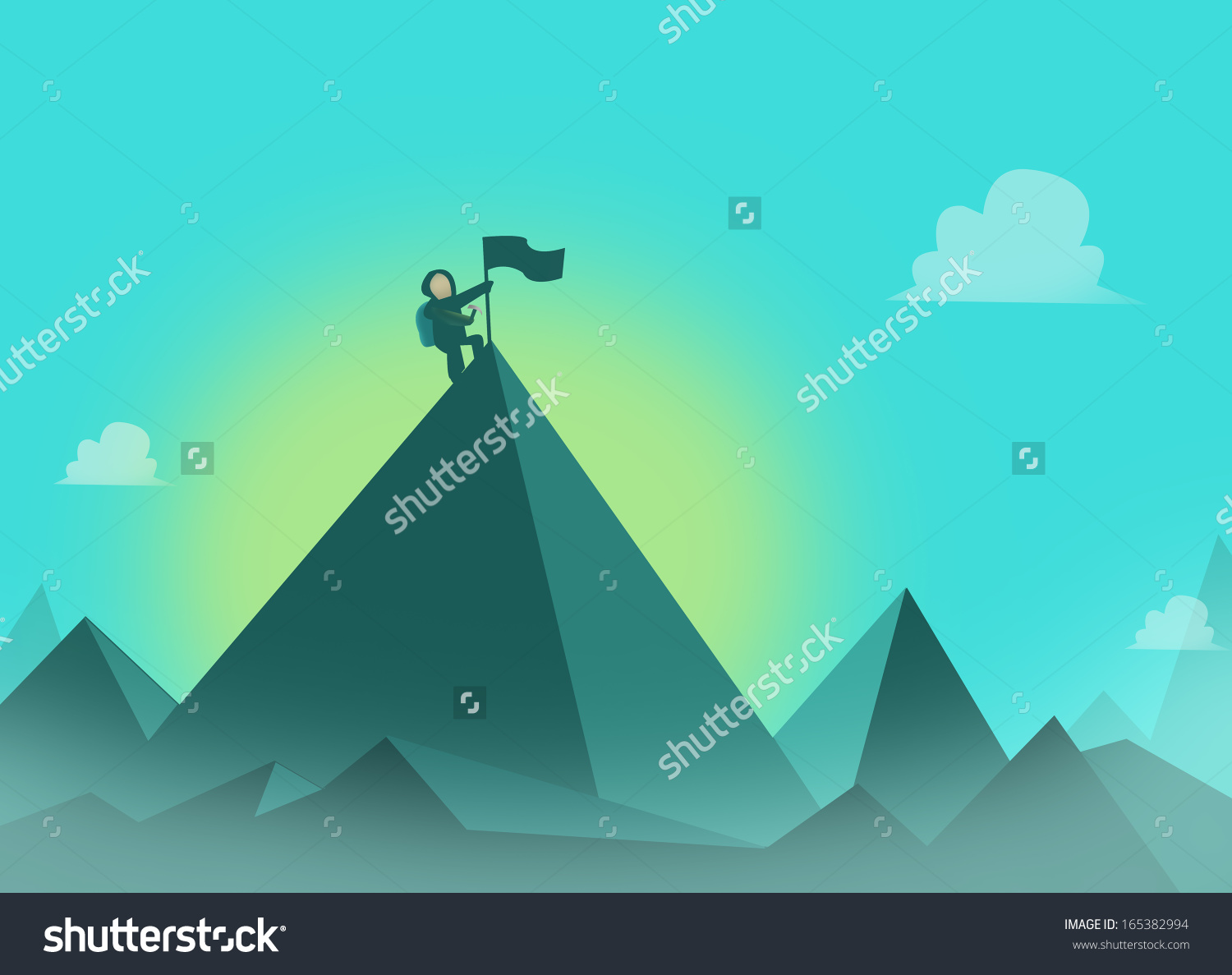 Mountaineer Flag Summit Mountaineering Concept Illustration Stock.