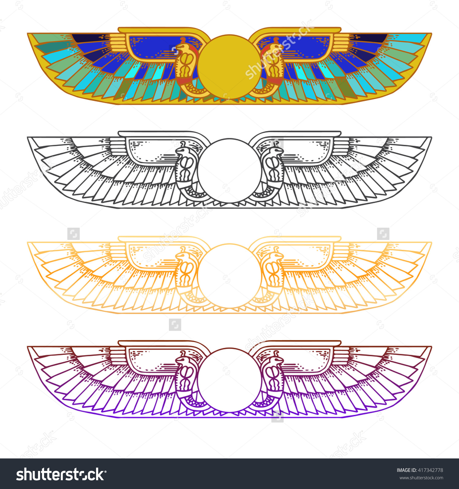 Handdrawn Vintage Tattoo Art Egypt Sun Stock Vector 417342778.