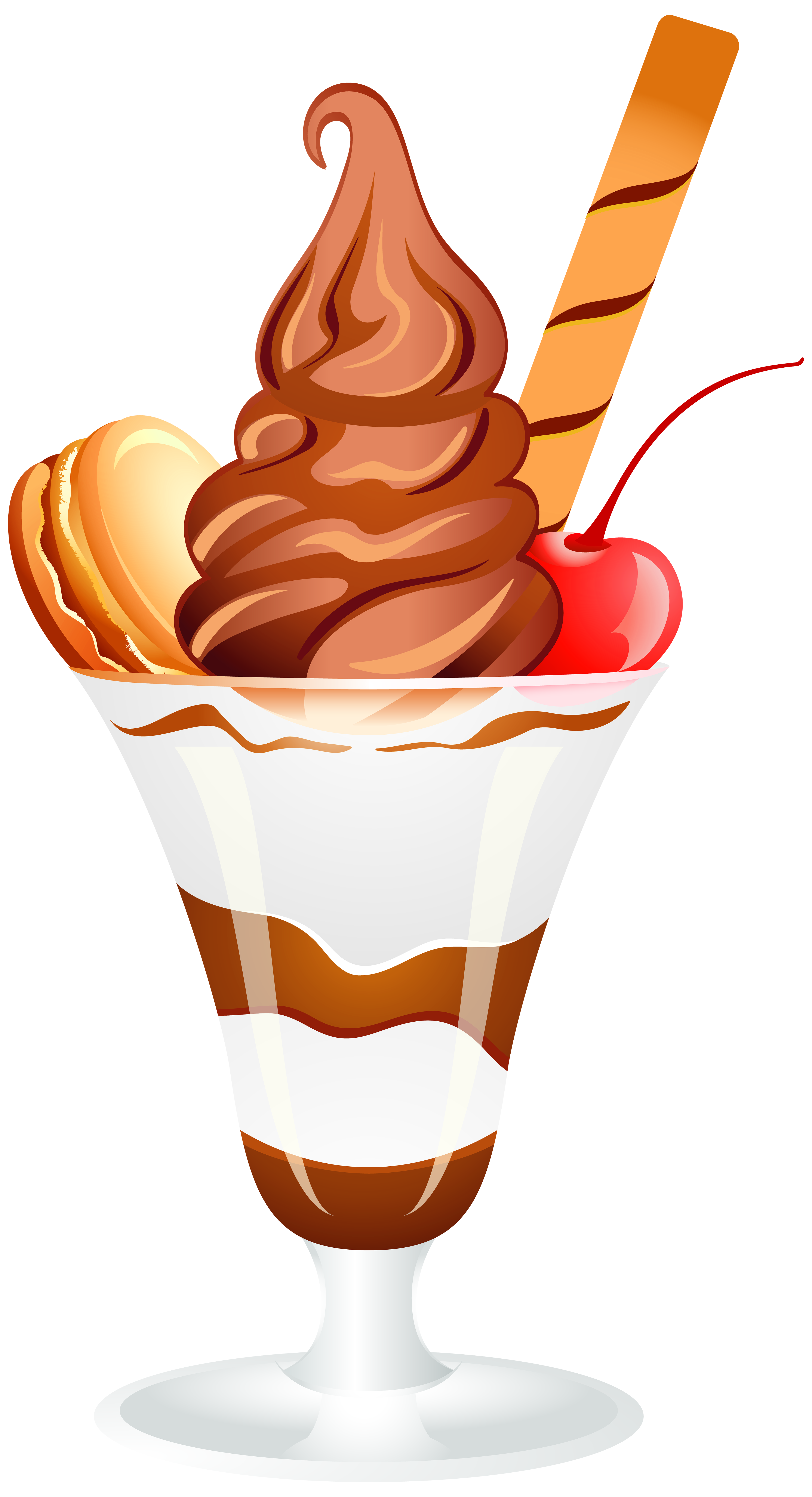 Chocolate Ice Cream Sundae PNG Clip Art Image.