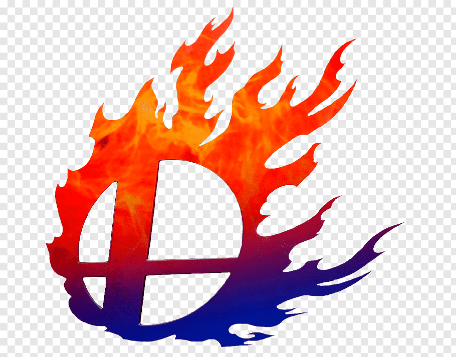 Red and blue flame logo, Super Smash Bros. for Nintendo 3DS.