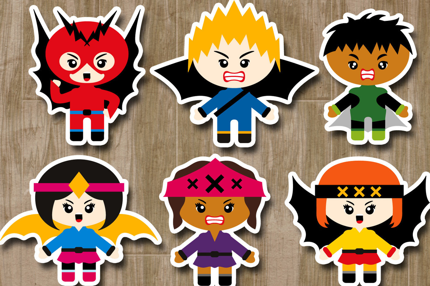 Superhero Villains Clipart Graphics (angry kids) By.