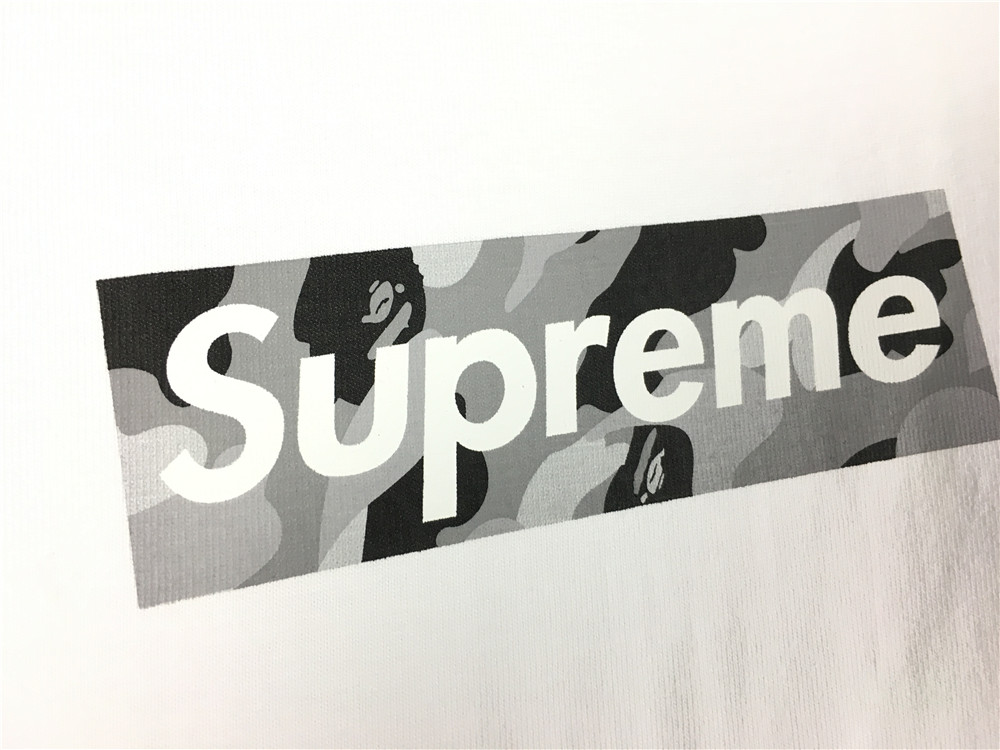 No.341] Free shipping Sup x Bape white camo box logo tee,Box.