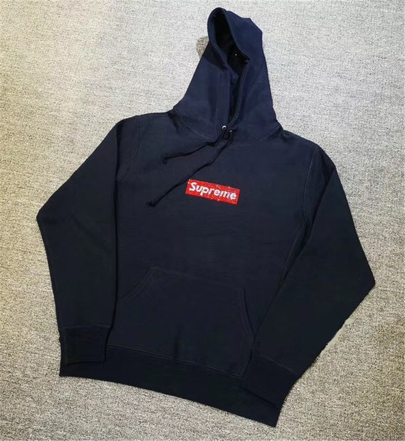 Swarovski Box Logo Hooded Sweatshirt Blue.