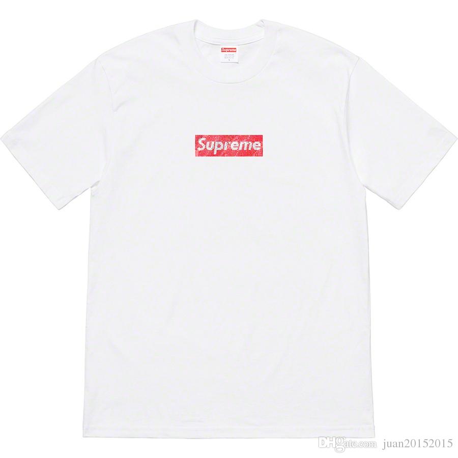 2019ss Swarovski Box Logo Tee 25TH Unhs Artificial Diamond Box Logo TEE  Limited Editi T Shirt Online Shopping T Shirt Cool Shirts Online From.