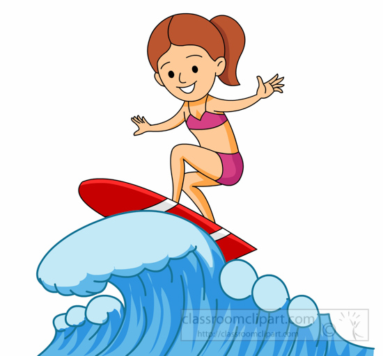 Girl Surfing On Large Wave » Clipart Station.