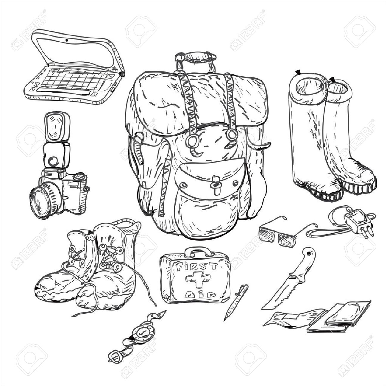 Survival Kit Clipart Black And White.