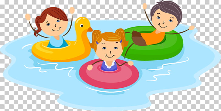 Swimming pool , Pool s, three children on floater.