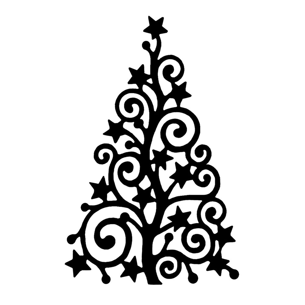 Swirly christmas tree clip art.