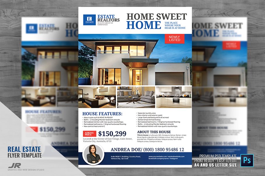 Real Estate Modern House Listing ~ Flyer Templates.