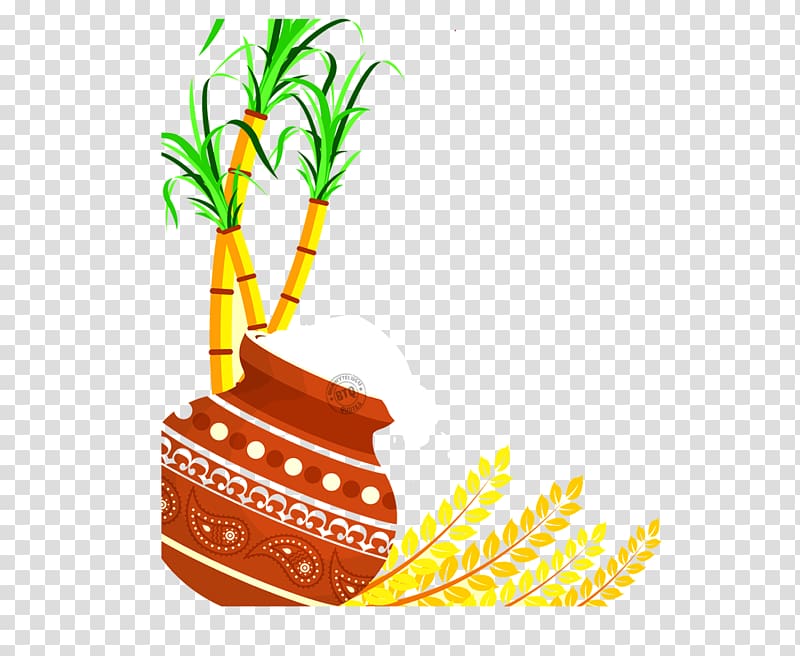 Thai Pongal Wish Happiness Makar Sankranti, sugar cane.