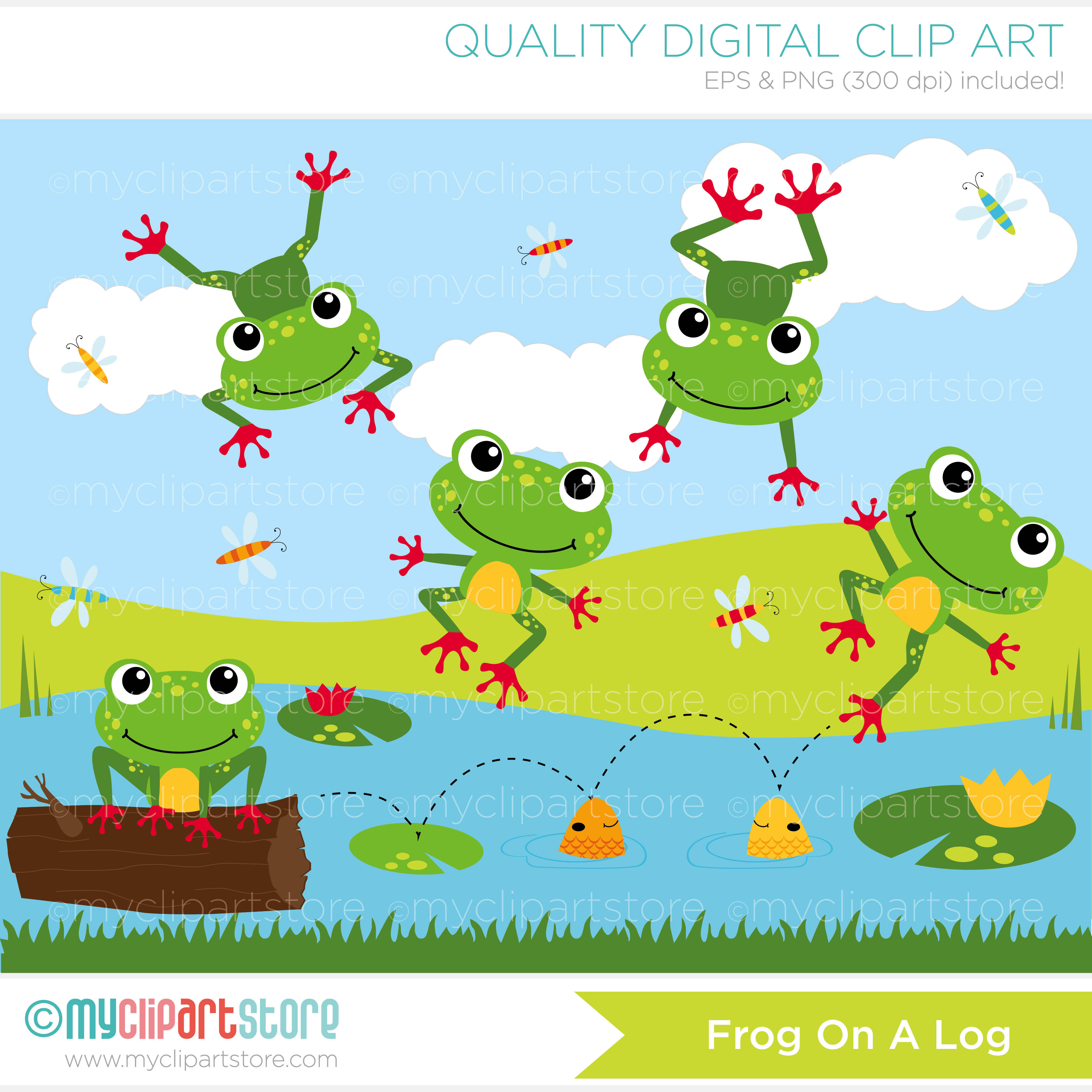 Frogs In A Pond Clipart.