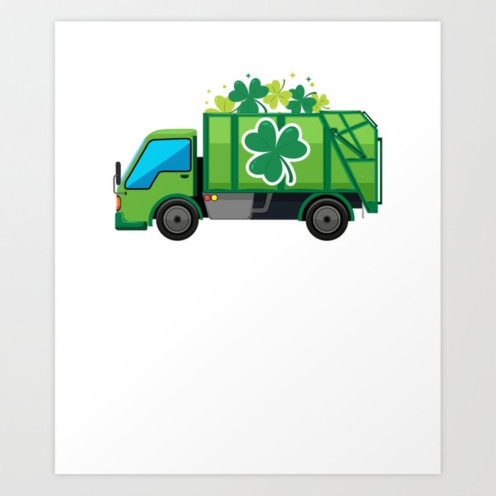 Clover Truck St Patricks Day Full Green Shamrock Art Print.