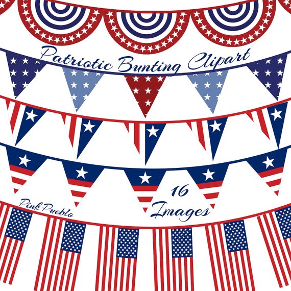 Patriotic Bunting Clipart Clip Art, Fourth of July Flag.